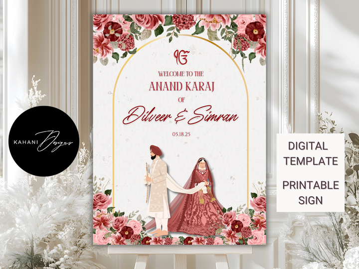 Anand Karaj Welcome Sign - Modern Elegance