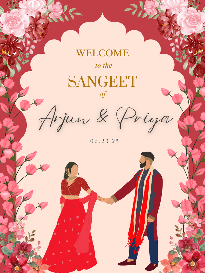 Custom Sangeet Sign - Radiant Bloom