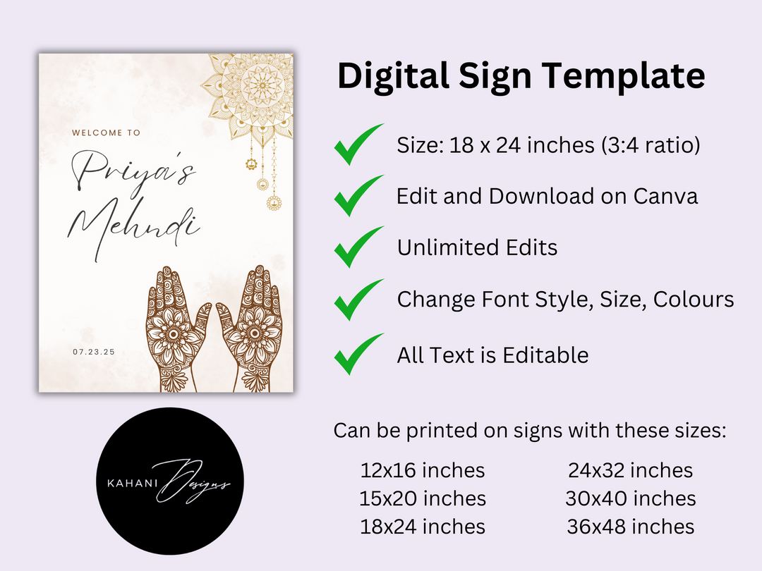 Mehndi Welcome Sign - Chic Simplicity