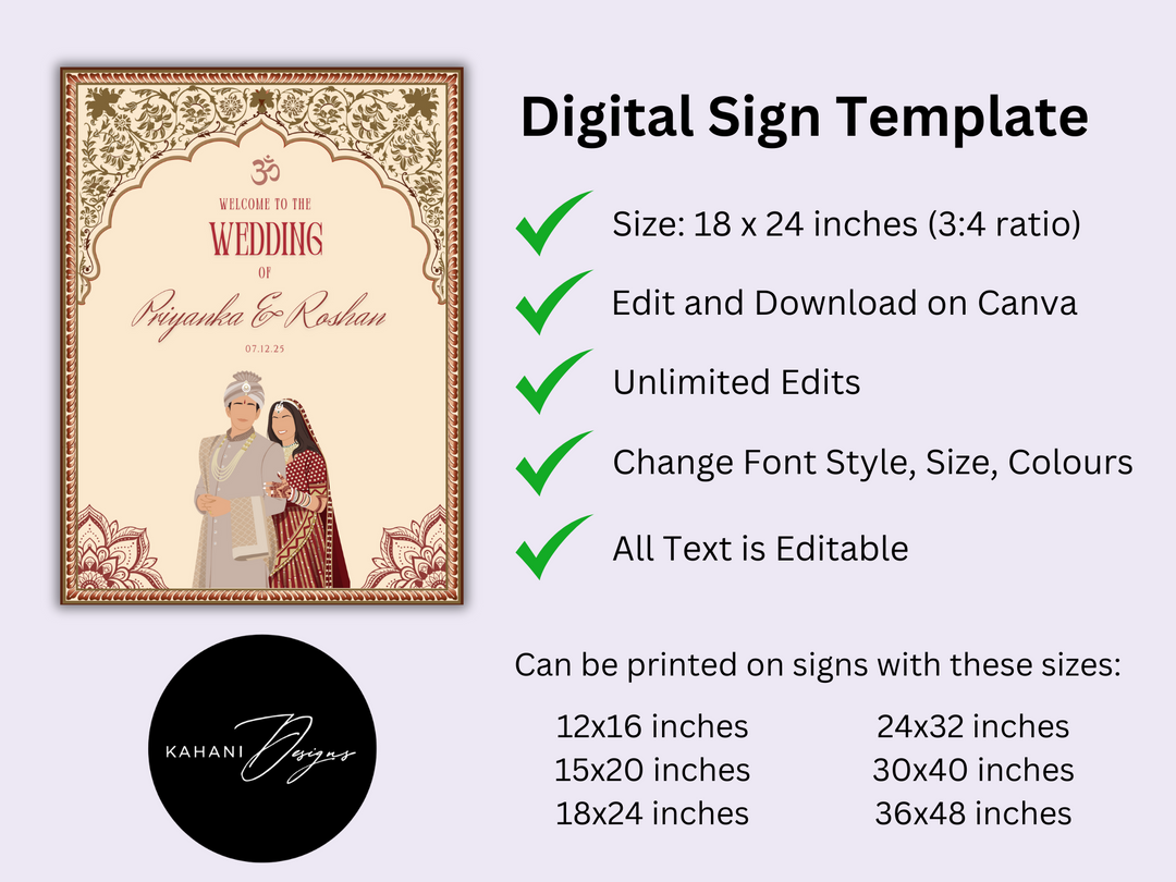 Hindu Wedding Welcome Sign - Divine Fusion