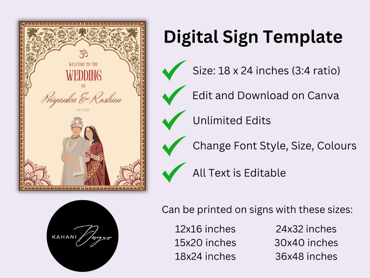 Hindu Wedding Welcome Sign - Divine Fusion