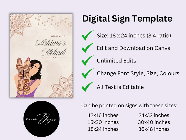 Mehndi Welcome Sign - Henna Enchantment