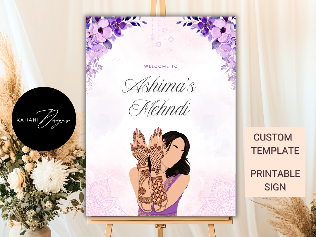 Mehndi Welcome Sign - Lush Lavender Bliss