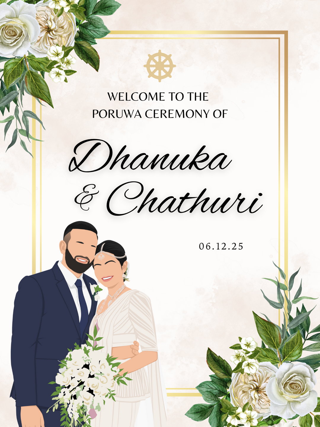 Custom Poruwa Sign - Traditional Grace