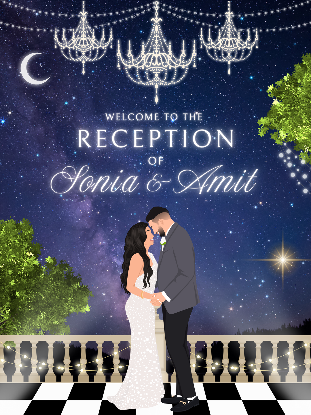 Custom Reception Sign - Enchanted Sky