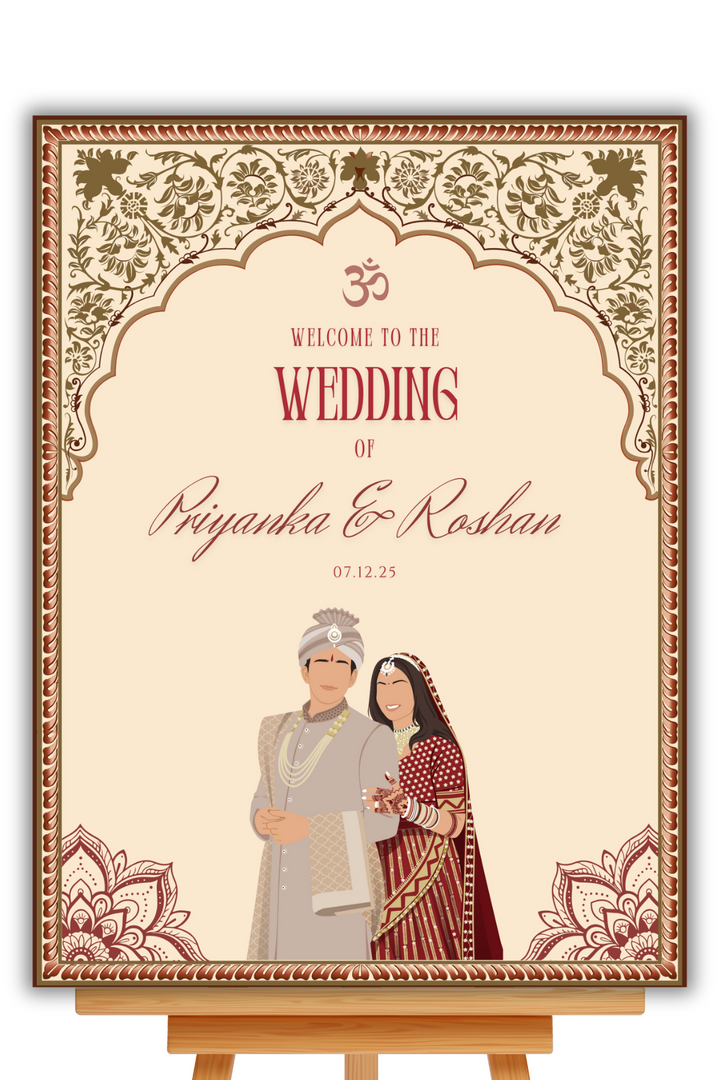 Hindu Wedding Welcome Sign - Divine Fusion