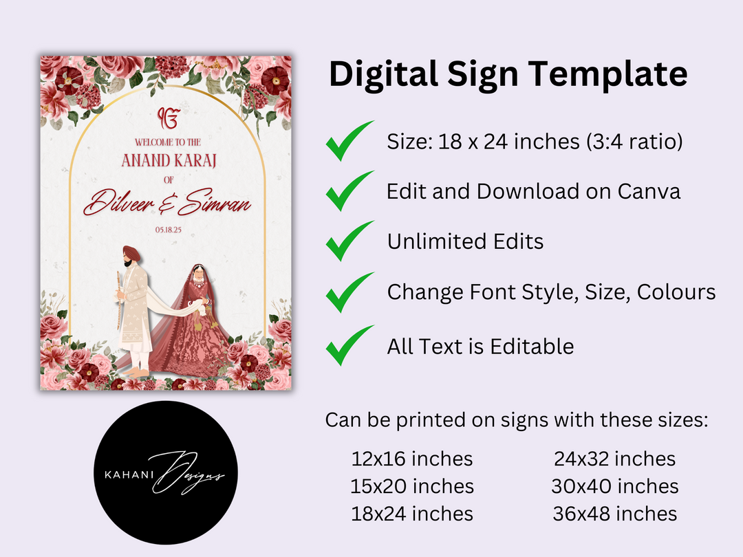 Anand Karaj Welcome Sign - Modern Elegance