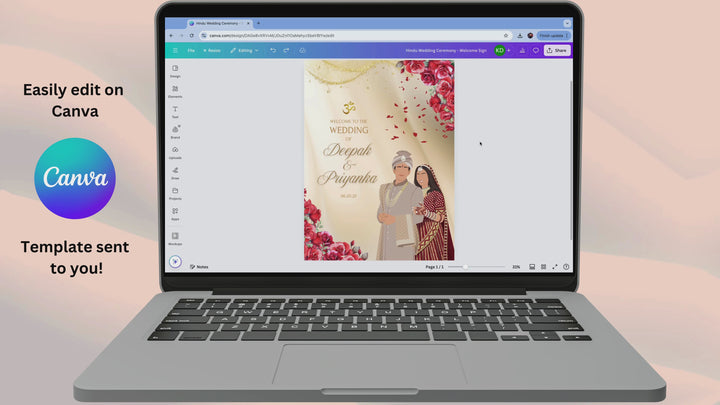 Hindu Wedding Ceremony Welcome Sign - Royal Bliss