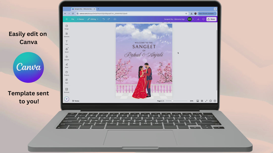 Sangeet Welcome Sign - Dreamy Romance