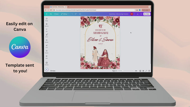 Anand Karaj Welcome Sign - Modern Elegance